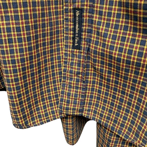 Abercrombie & Fitch Mens Shirt Medium Blue Plaid Long Sleeve VTG Preppy Y2K - Picture 7 of 12